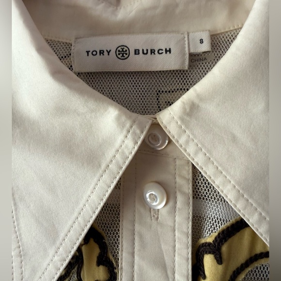 Tory Burch Brigitte Wheat Print Roll Tab Shirt - Picture 10 of 16